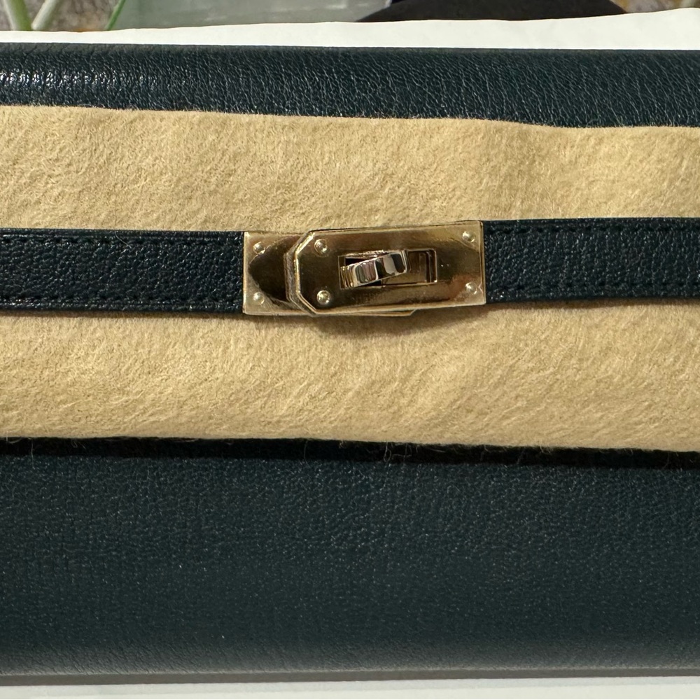 Hermes Black and Cream Crossbody with Gold Hardware